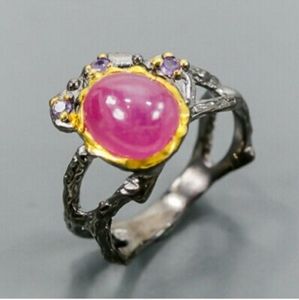 Unique OOAK Ruby Cabochon Ring W5